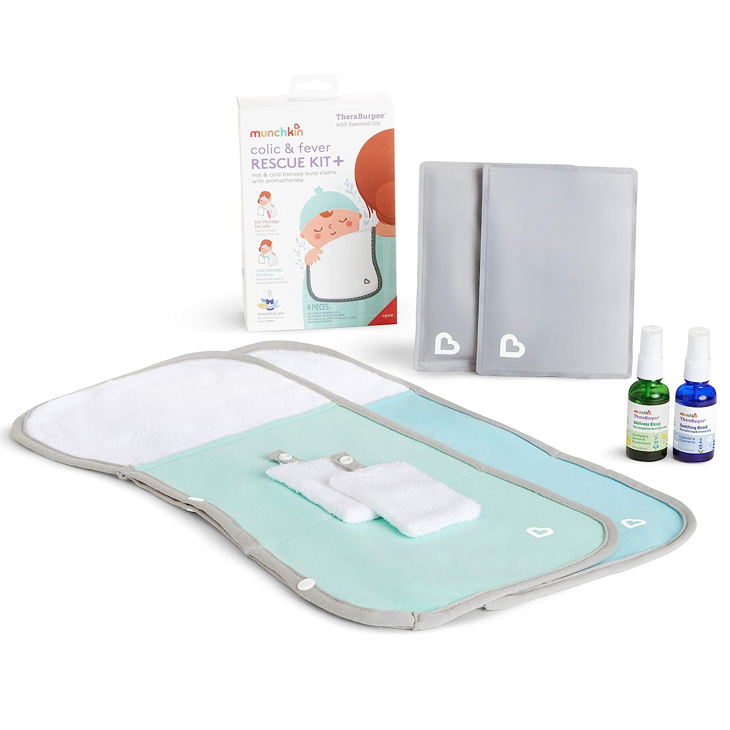 Munchkin® TheraBurpee Colic & Fever Rescue Kit with Hot & Cold Therapy Burp Cloths - Image 1